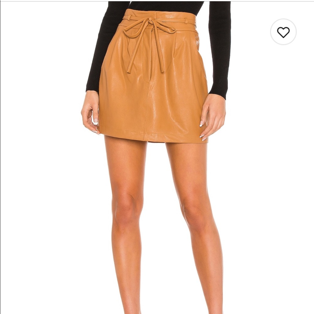 Amanda Uprichard tan leather skirt from REVOLVE